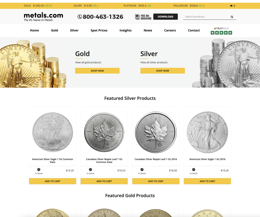 Screenshot Website Metals.com